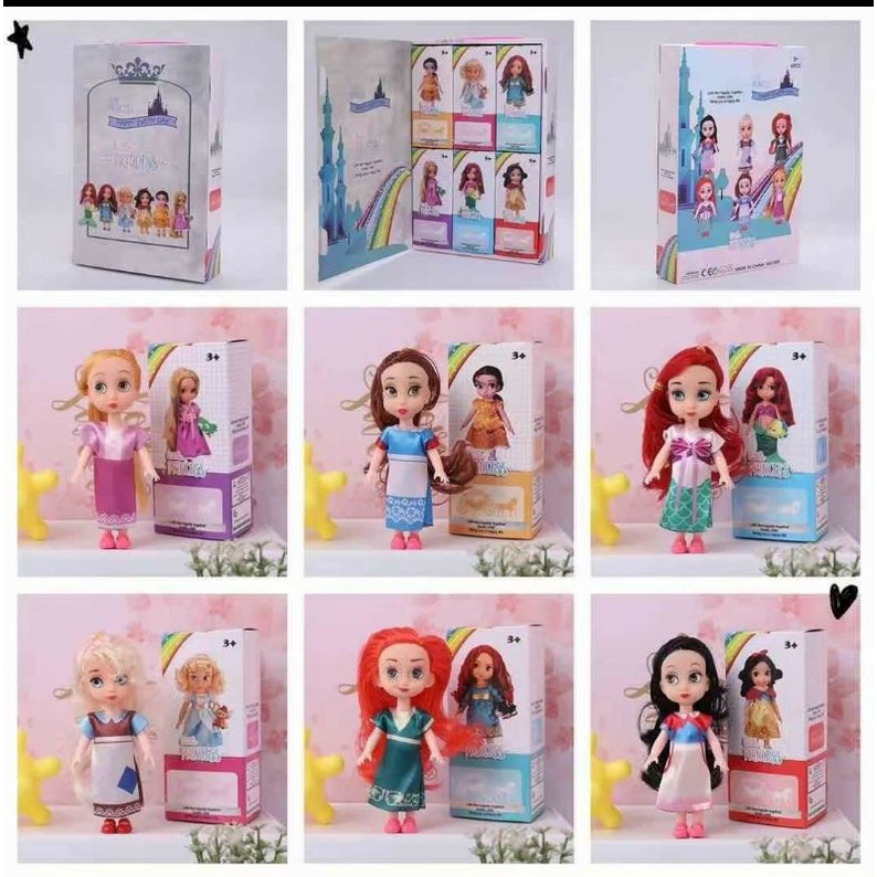 Boneka Mini Frozen / Boneka Princess isi 6 Pcs