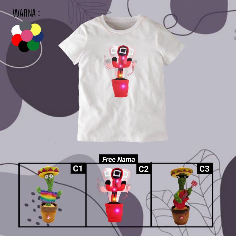 Baju Anak/Kaos Anak Perempuan/T-shirt/Atasan Anak/Kaos Anak Kaktus Bergoyang/Baju Dance Cactus Untuk