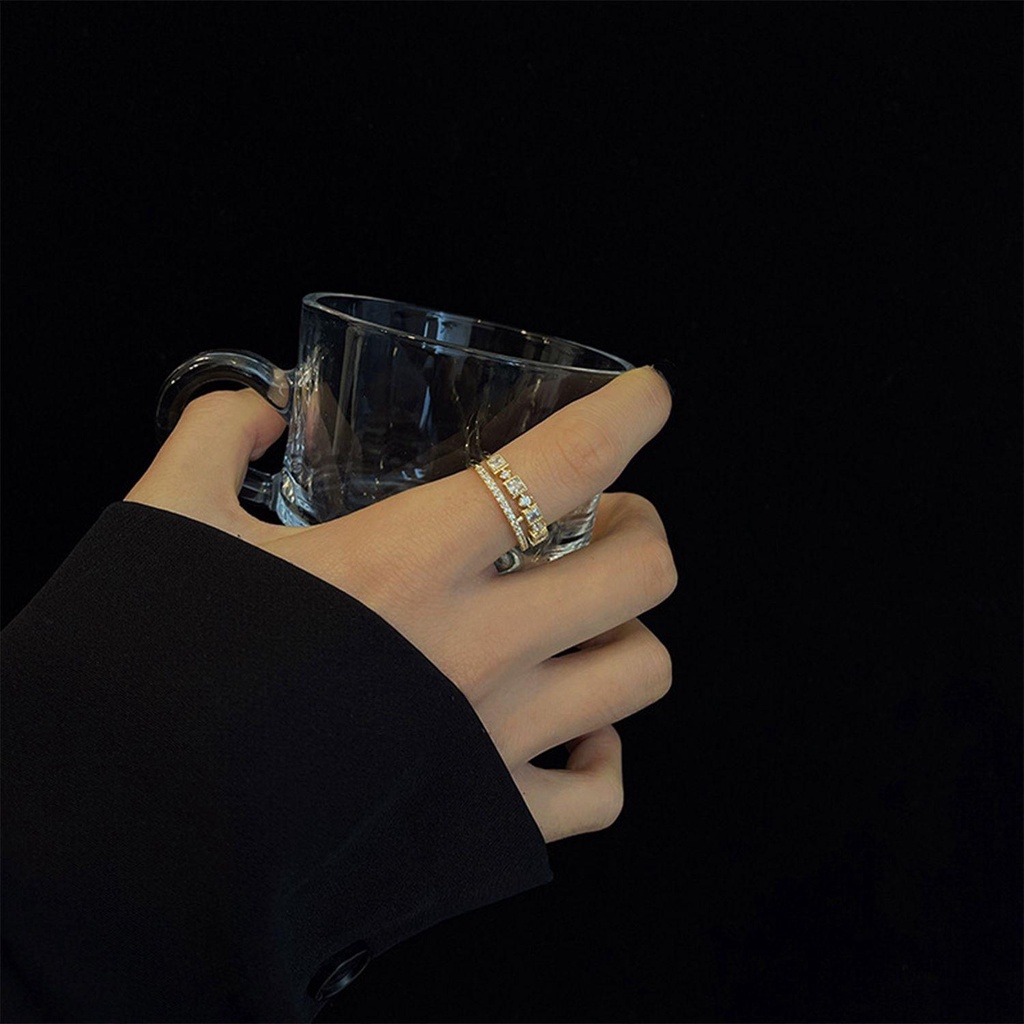 Lily Pembukaan Cincin Wanita Gadis Double Layer Gothic Mewah Cincin Jari Perhiasan