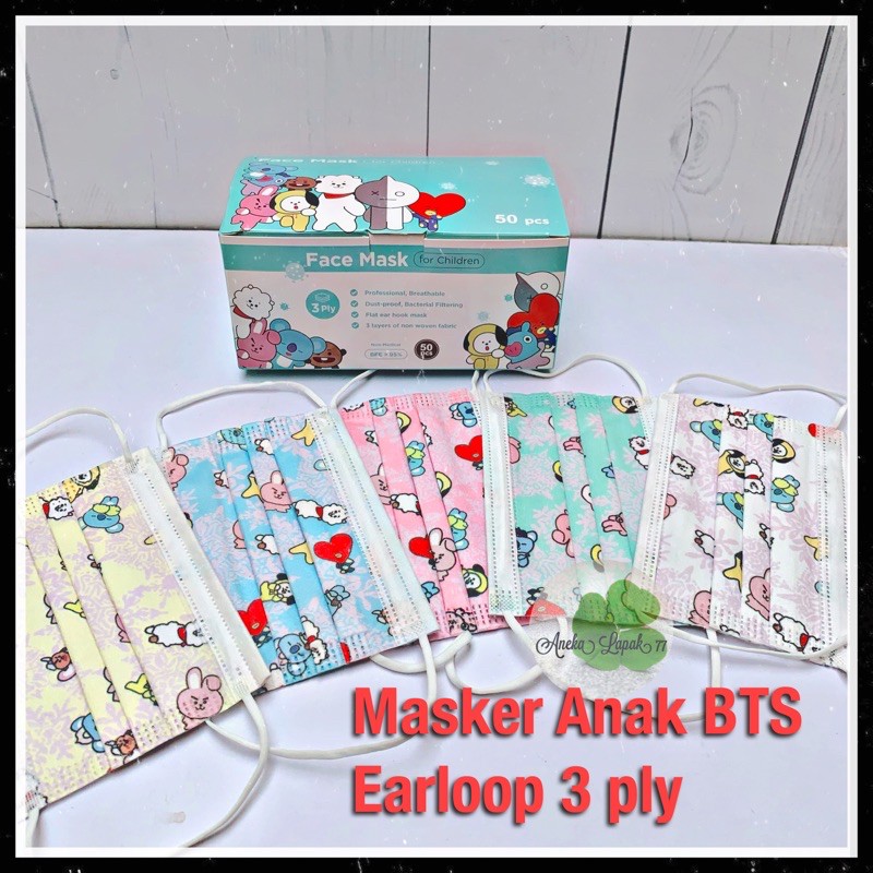 Masker Anak BTS 3 ply Isi 50 lembar