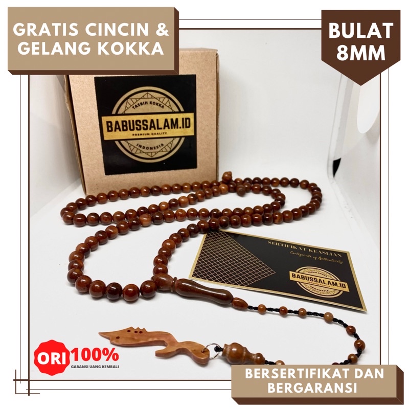 Tasbih Kokka Asli Bersertifikat 8MM Besar Tasbih Koka Besar Tasbih Kaokah Asli Tasbih Kaukah