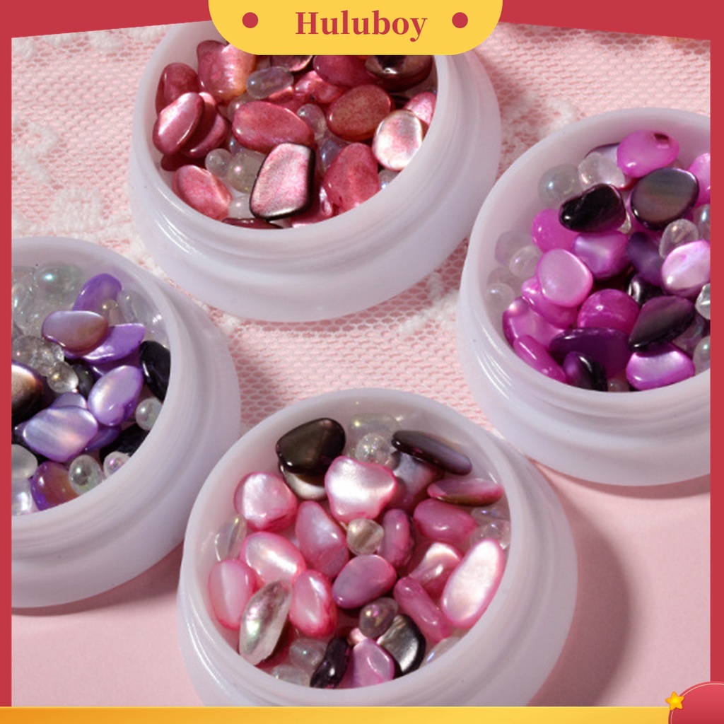 Huluboy Huluboy♡ 1 Kotak Stiker Kuku Efek Batu Kerang 3D Warna-Warni Gaya Jepang Untuk Salon