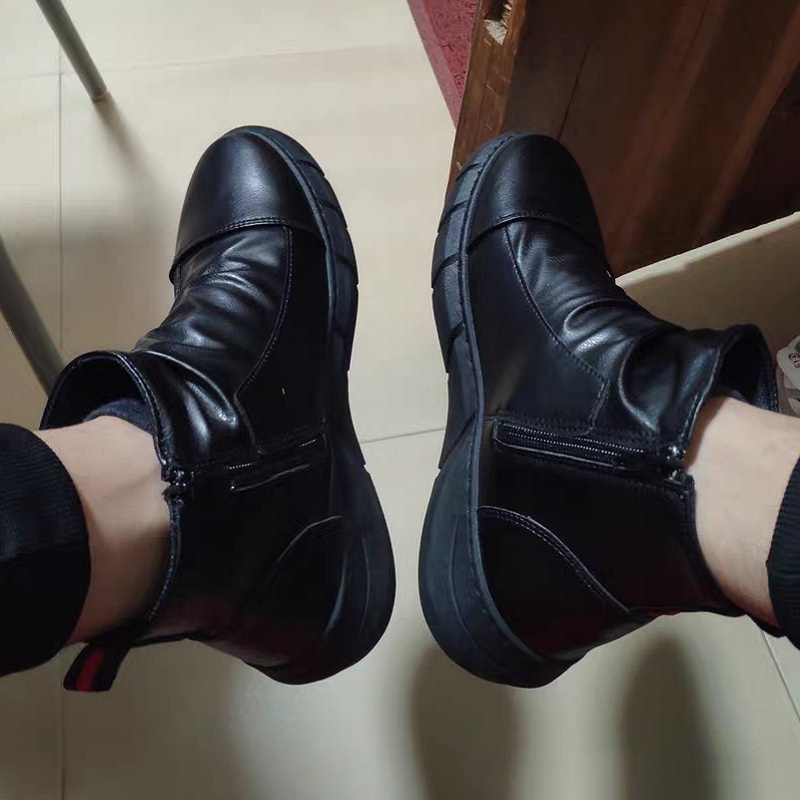 COD Sepatu Boot Pria Hitam Sepatu Tanpa Tali Casual Sepatu Boots Kerja Kantor Kuliah Ritsleting Formal Keren 135