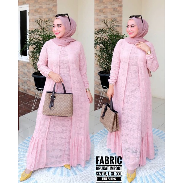 Dress Brukat Kondangan Model Buka Tutup Busui Brokat Katun Premium Gamis Pesta Murah