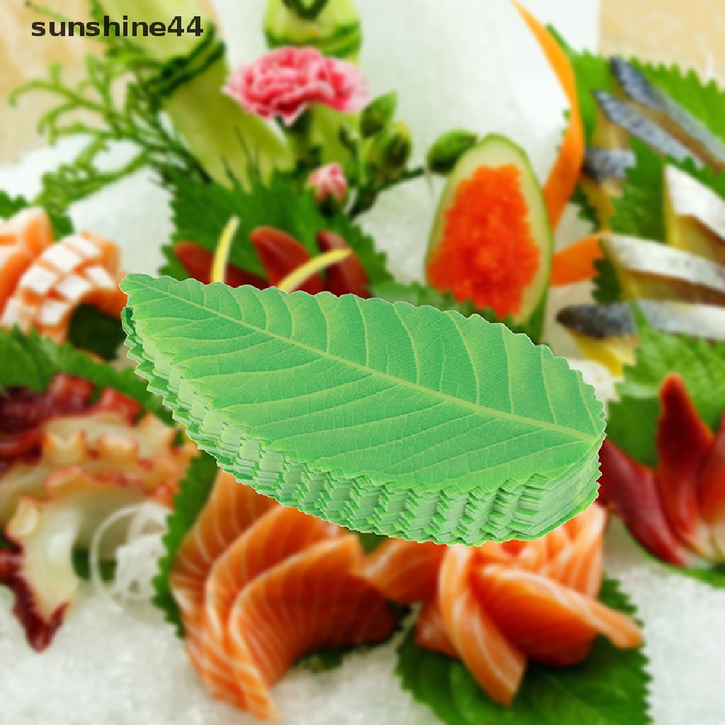 Sunshine 200Pcs / Kantong Daun Hijau Sashimi Jepang Untuk Dekorasi Bento