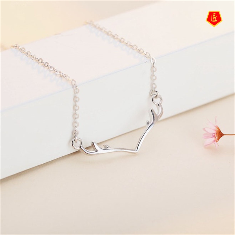 [Ready Stock]Simple Silver Elk Necklace Korean Style Fashion Special-Interest