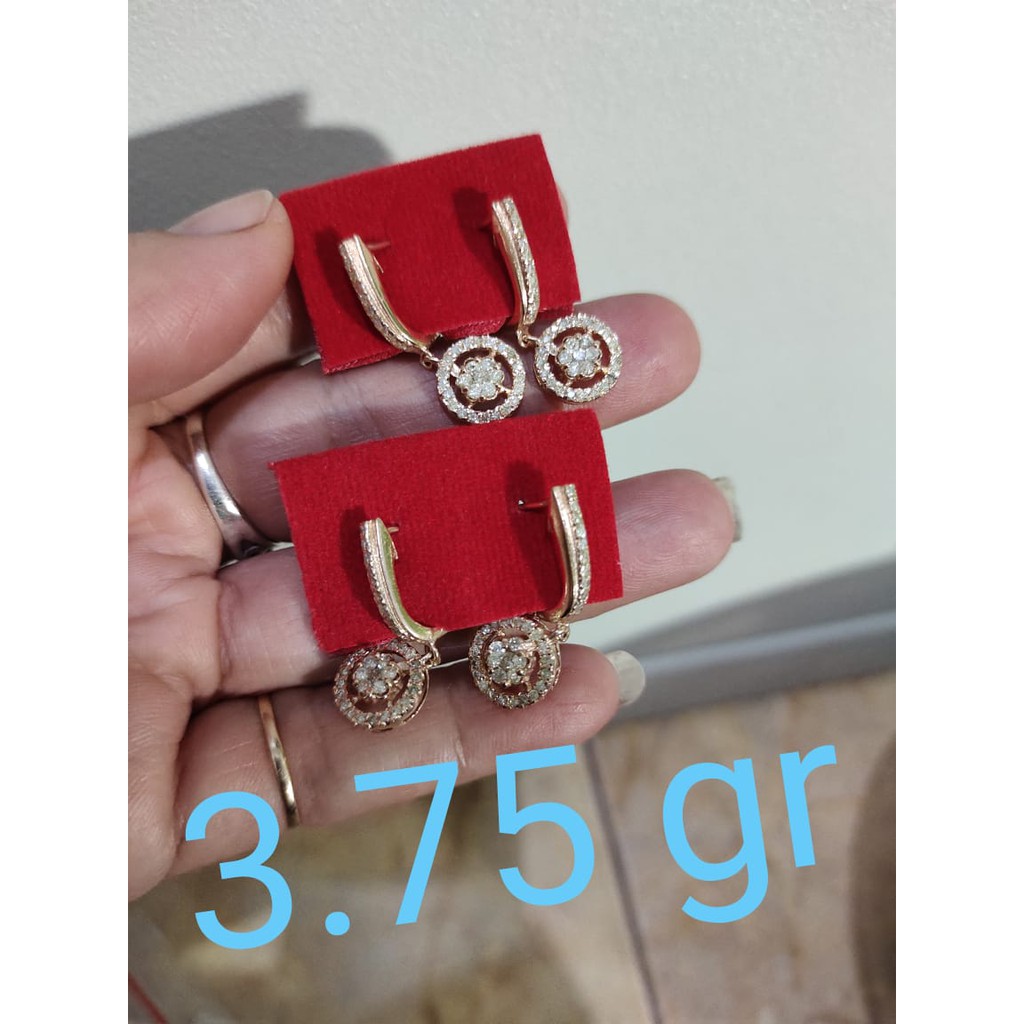 acc anting jepit bulat gantung berlian medan 3.75gram