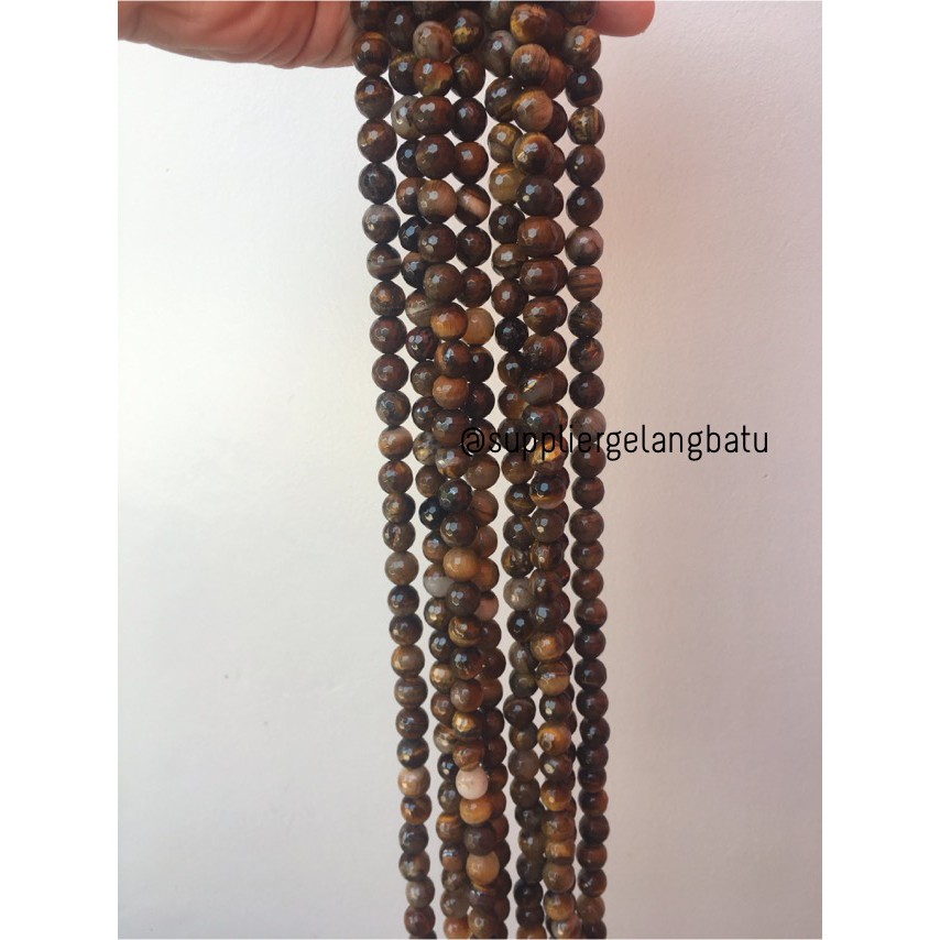 batu brown tiger eyes FACETED BEADS 10mm Biduri sepah cokelat golden grosir kerajinan beads craft