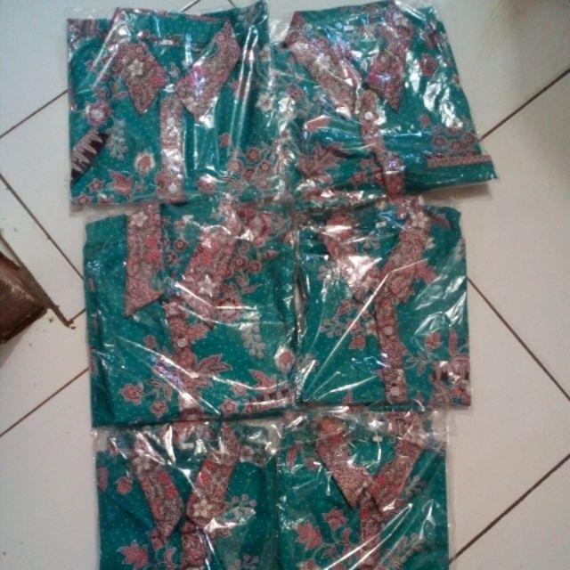 Sarimbit Keluarga Batik Dress Wanita Kd Melati Dasar Warna Toska