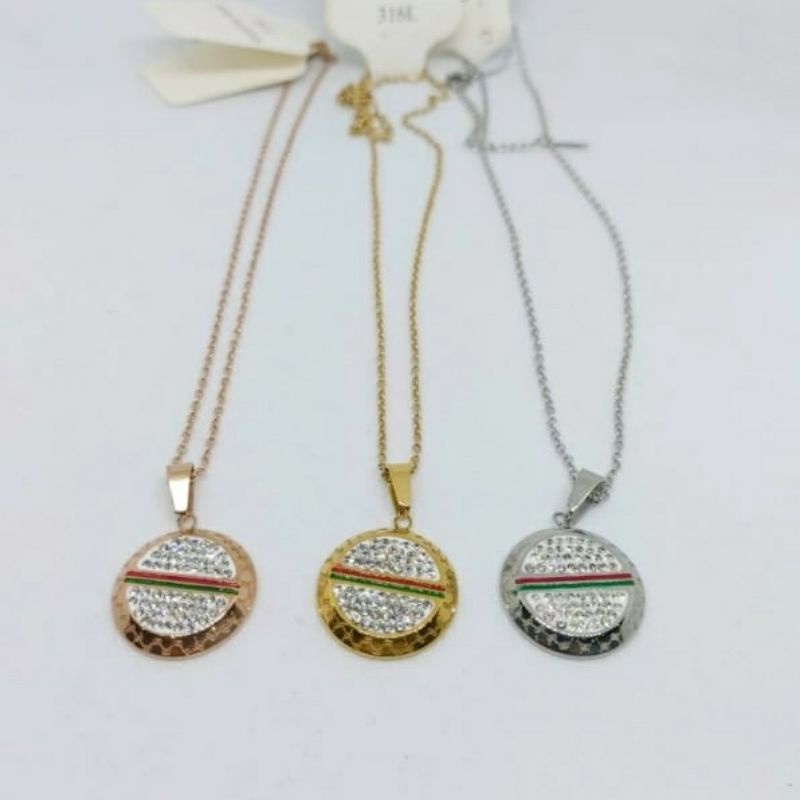 Kalung Titanium wanita Gucci Bulat permata pjg 45 cm