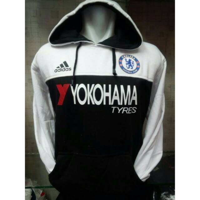 Jaket hoodie Chelsea terbaru Yokohama tyres warna hitam abu 2016/2017