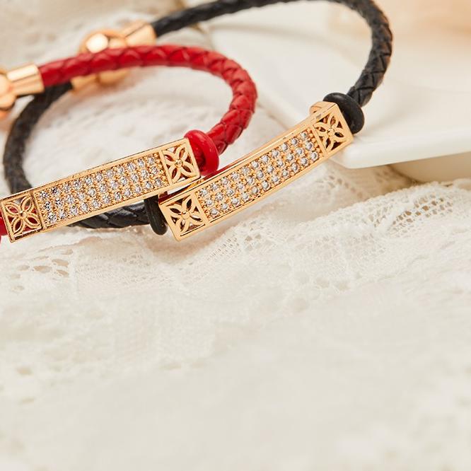 ✭ Y292 Gelang Tali Wanita Lapis Emas Gelang Liontin Charm Tali Kulit Busana Gelang Aksesoris Wanita 