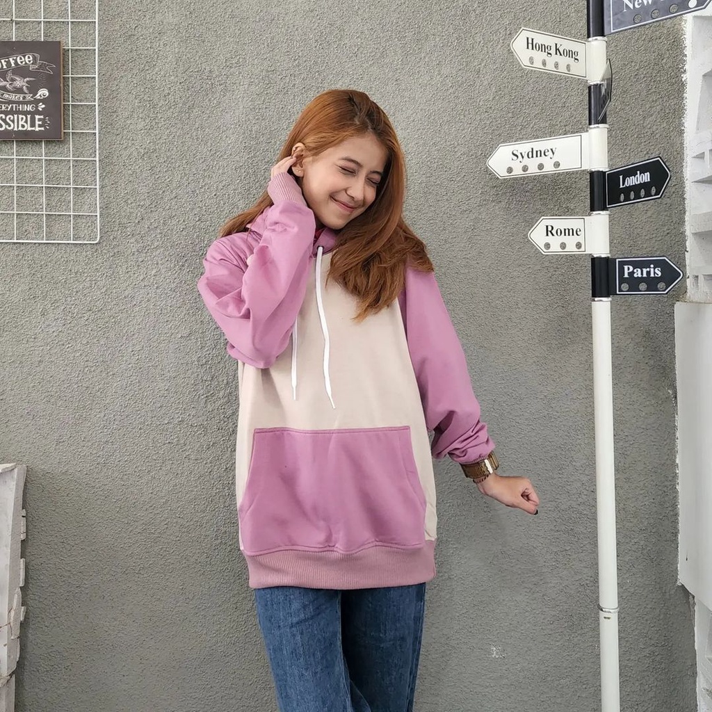 REGLAND Hoodie Sweater Oversize Pria Wanita Mix Colour Jacket Kekinian Fashion Casual OOTD Kece