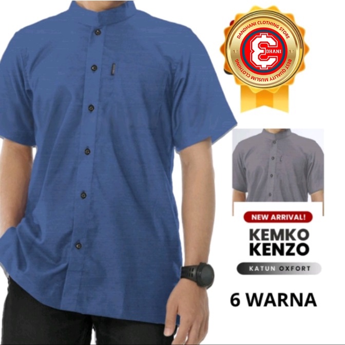 Kemeja Muslim Kantor Baju Koko Lengan Pendek Pria Dewasa Kenzo Trendy Eiji Qomishu