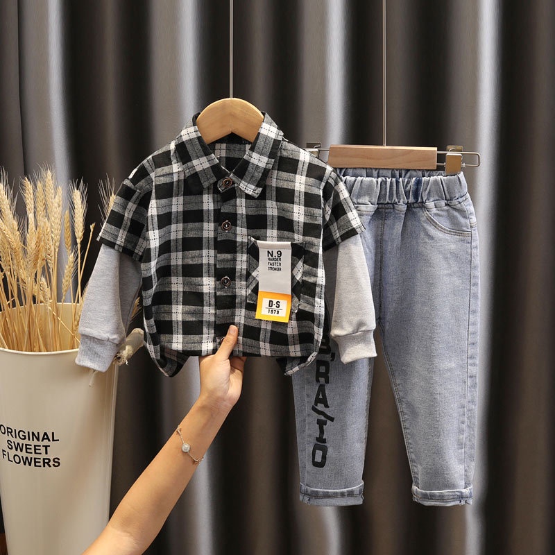 Setelan Kemeja Anak Laki Laki Import Usia 1 2 3 4 5 6 Tahun Baju Anak Cowok Model Kekinian Bahan Ber