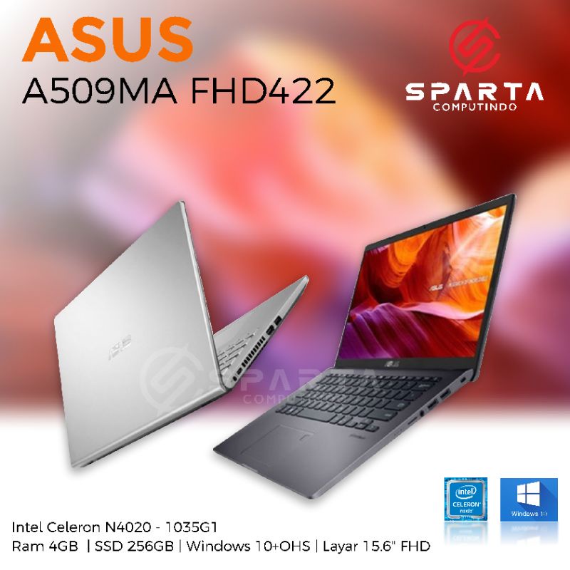 Laptop Asus A509MA FHD422 Intel Celeron Ram 4 GB SSD 256 GB layar 15 in New Bergaransi