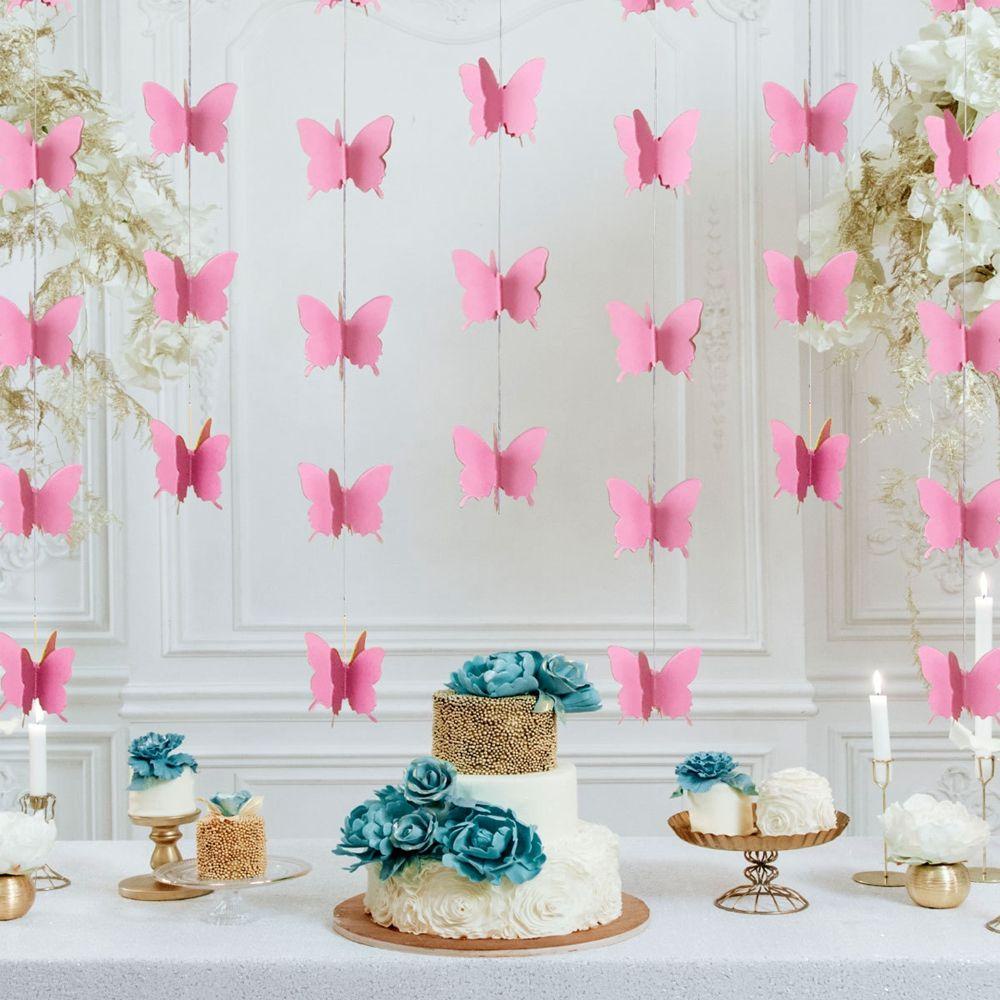 [Elegan] Paper Wreath Creative Butterfly Venue Layout Jendela Dekorasi Pesta Backdrop DIY Pesta Ulang Tahun Gantung Paper Garland