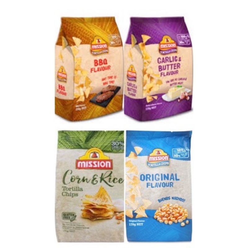 

Mission Tortilla Chips 170gr BBQ - Garlic - Corn&Rice - Original Flavour