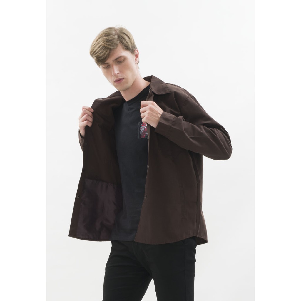 Jaket parka outer jaket pria semi parka warna coklat