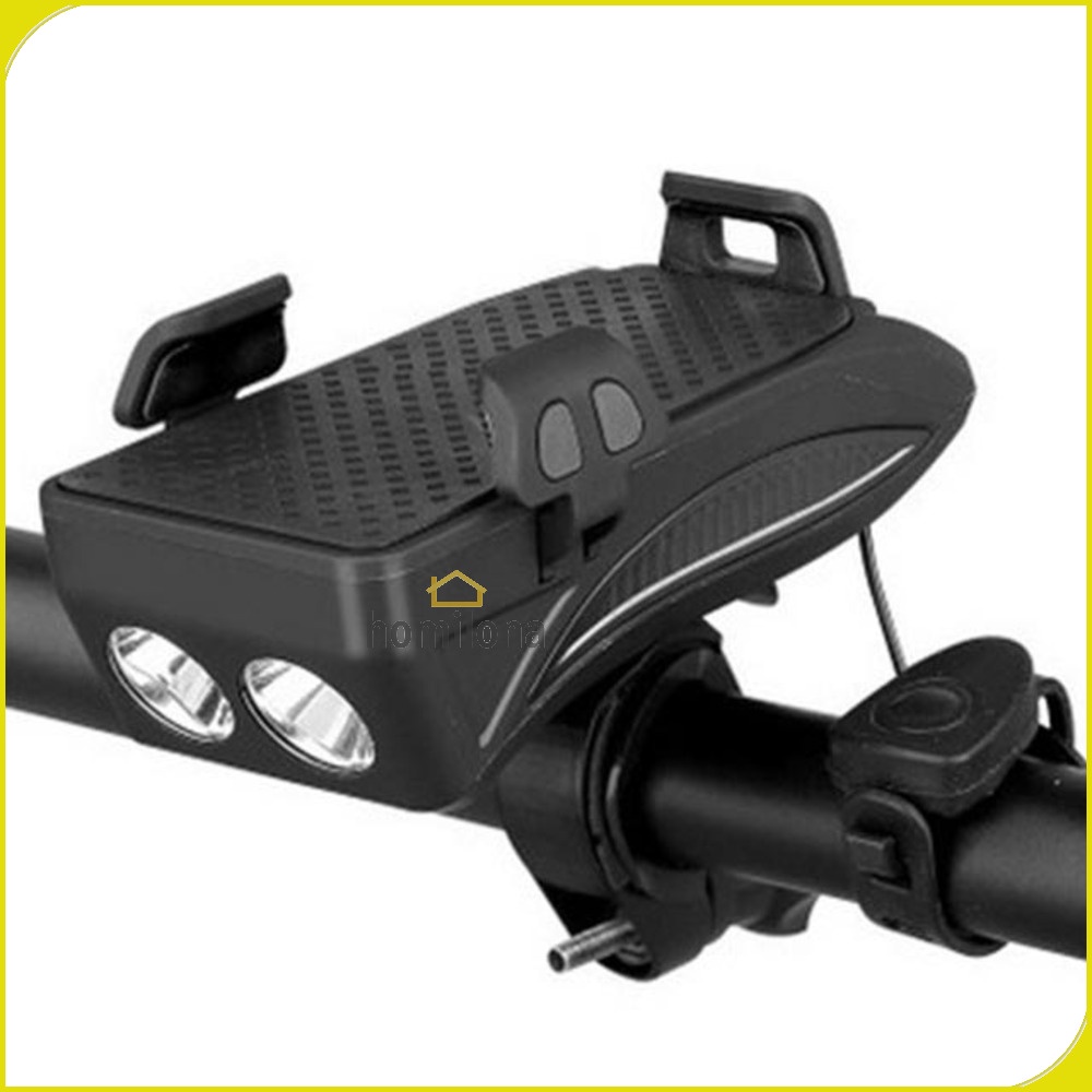 Lampu Sepeda Rechargeable Flashlight Phone Holder Power Bank 2000mAh - Zacro ZJC0158 - Black