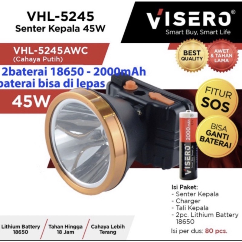 Senter Kepala Visero VHL~5245 45W cahaya kuning