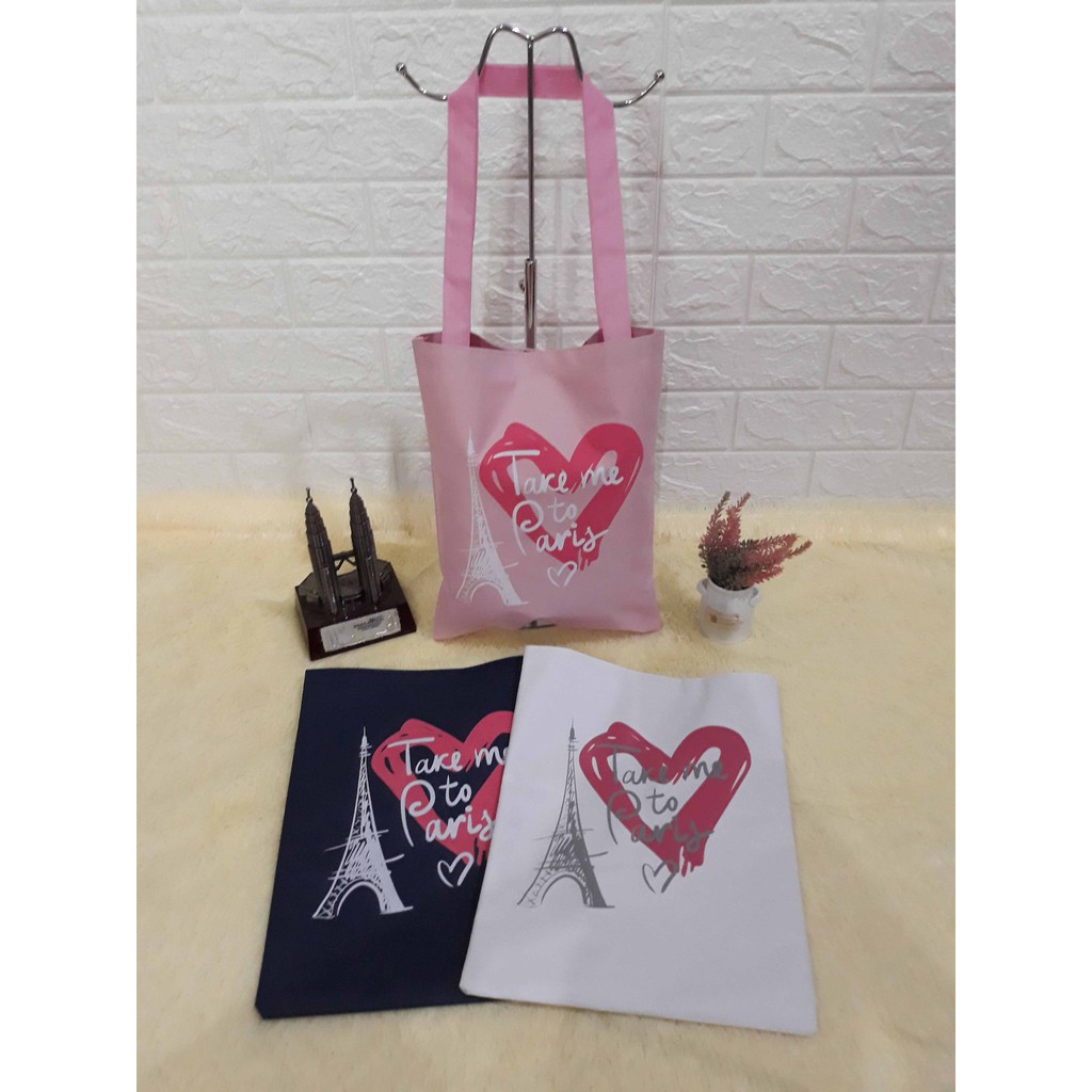 LS 487 - TOTEBAG SERI WARNA PARIS LOVE / TAS TOTEBAG WANITA