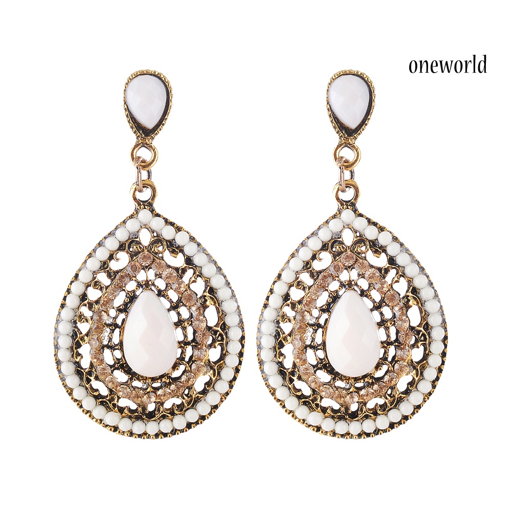 OW# Boho Women Rhinestone Water Drop Dangle Ear Stud Earrings Party Jewelry Gift