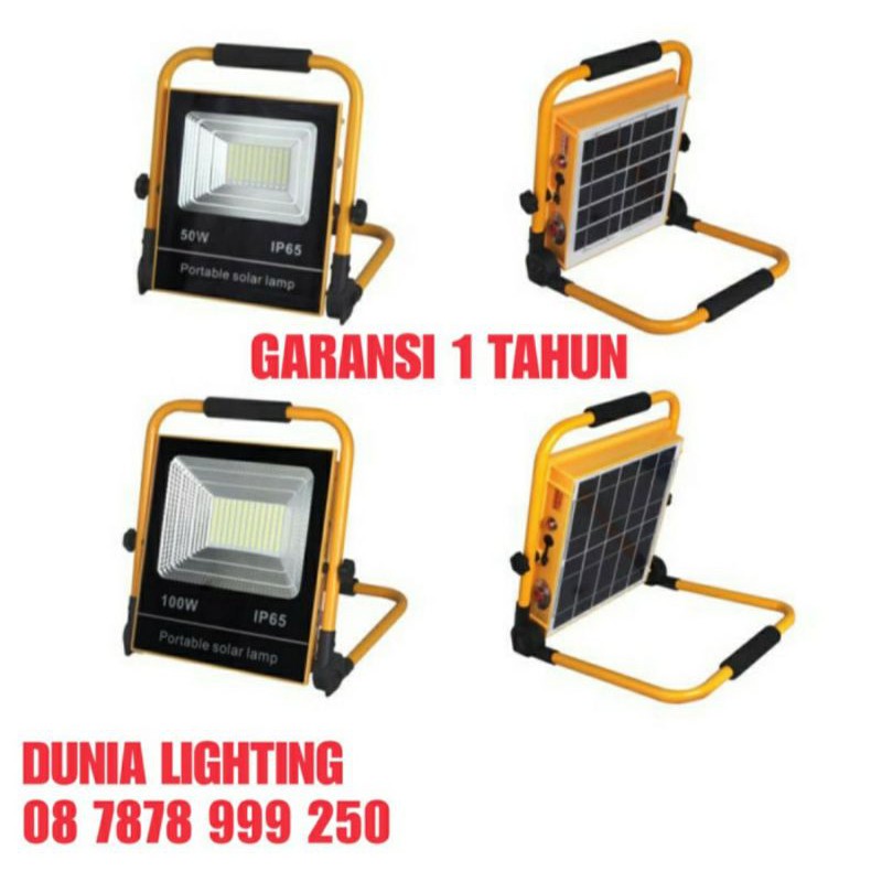 LAMPU SOROT SOLAR LED 100W 100WATT PORTABLE 100 WATT FLOOD LIGHT TENAGA SURYA