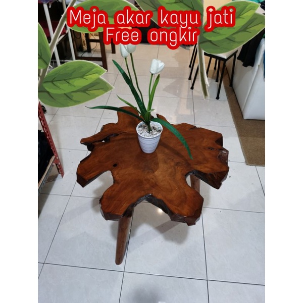 meja akar kayu jati
