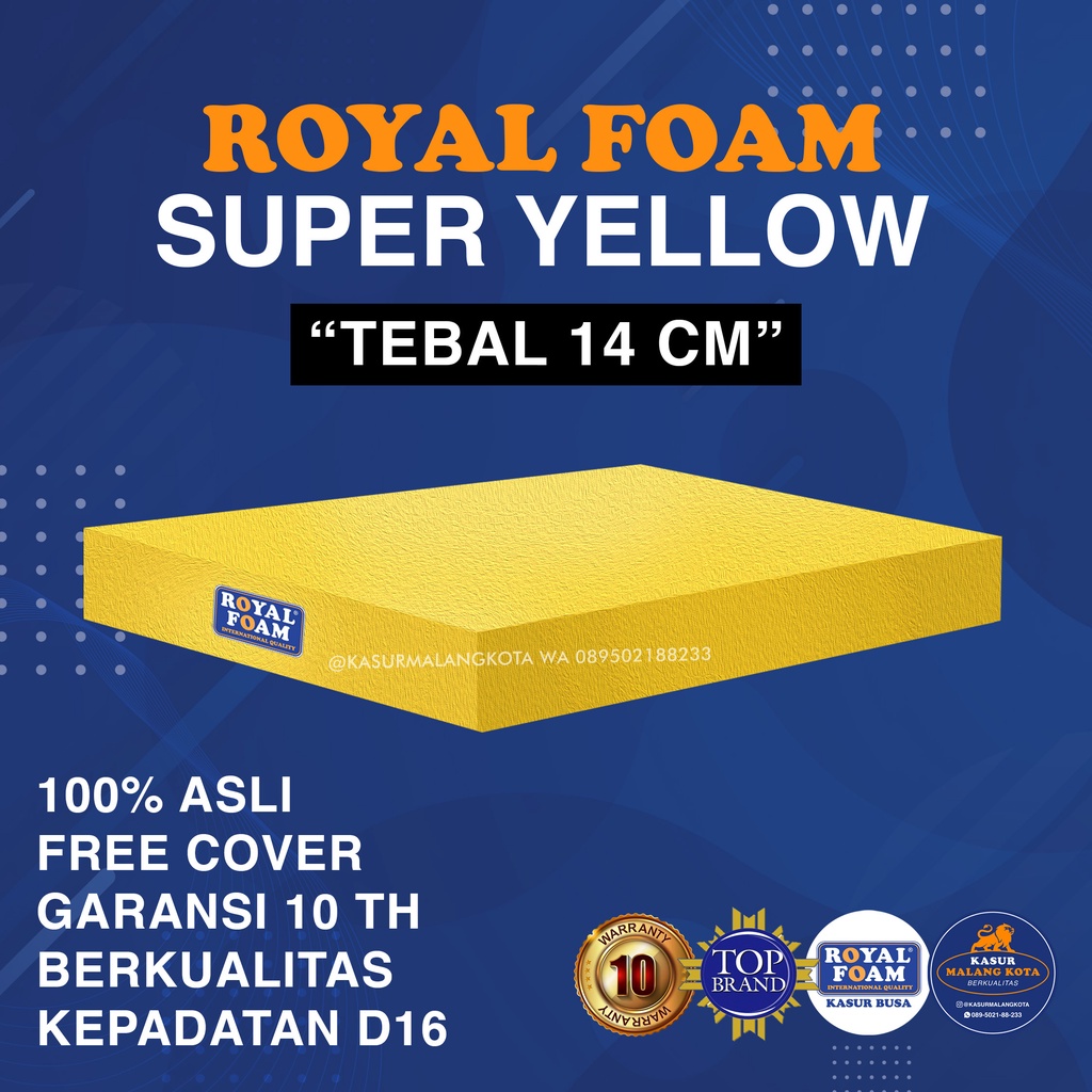 KASUR BUSA ROYAL FOAM SUPER YELLOW BERGARANSI TEBAL 14 cm DENSITI 16