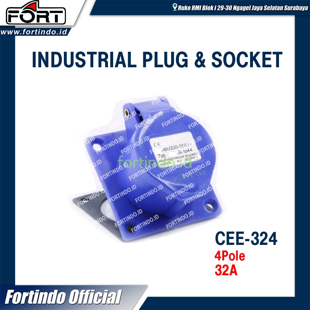 Banting Harga Cee-324 4pole 32a Panel Socket Colokan Listrik Indutrial Mounting Merk Fort 6nGJdapSmX9xXB
