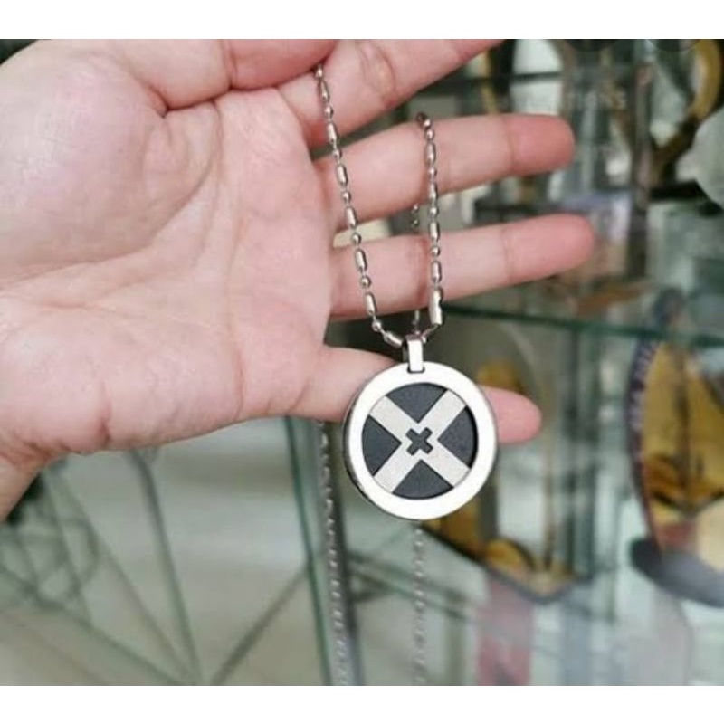 Kalung Kesehatan Terapi Asli - Quantum pendant asli - kalung kesehatan bio energi - kalung kesehatan liontin bulat silang hitam