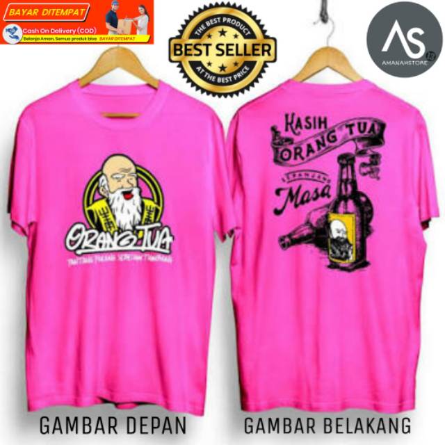  Kaos  distro orang tua untuk pria  wanita warna pink  size M 