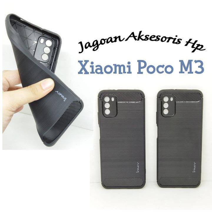 Case Slim Fit Carbon Xiaomi Poco M3 6.53 inchi Softshell Fiber Multi Carbon Anti Melar