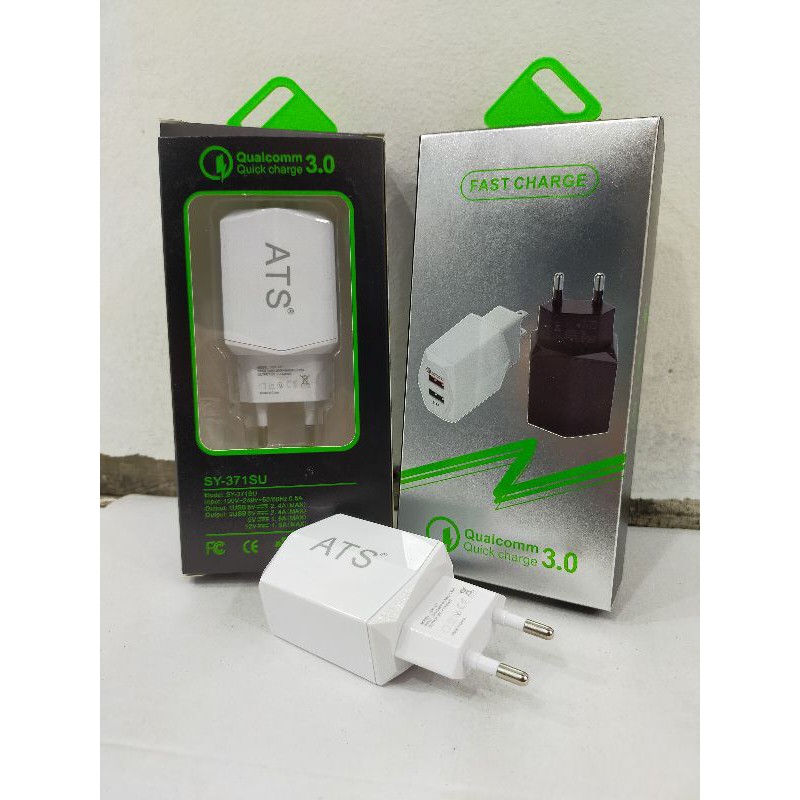 Kepala adaptor kepala charger batok charger 2 USB ATS Qualcomm 3.0