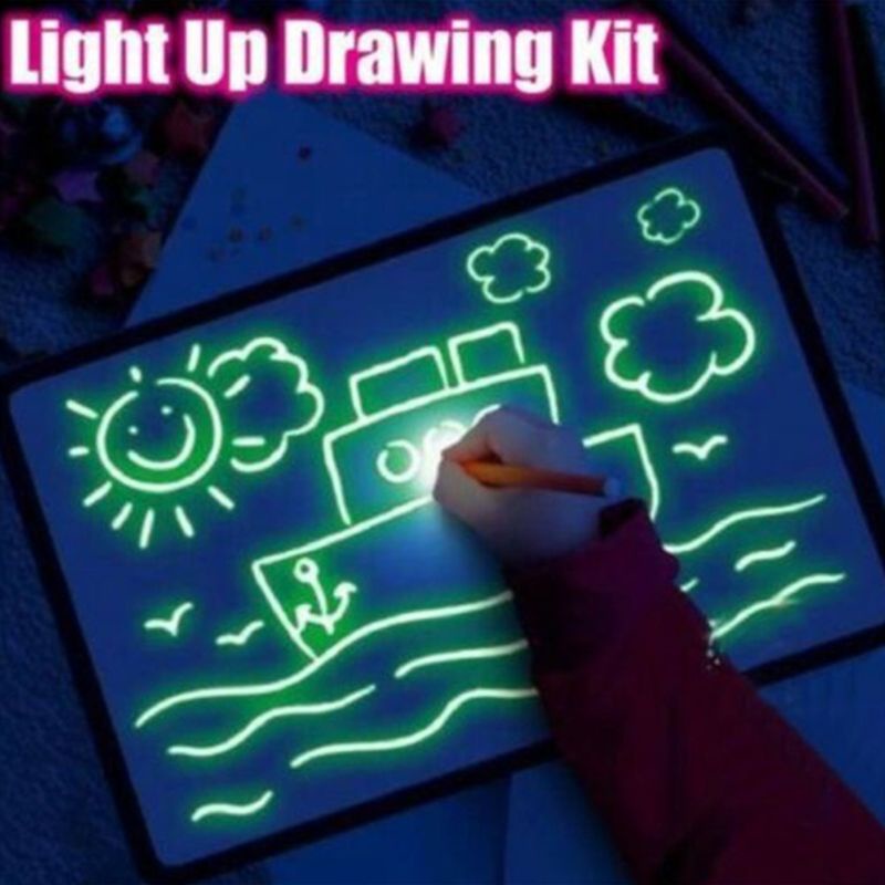 Zzz Papan Tulisan Magic Draw with Light Fun Developing Toy Fluorescent Drawing