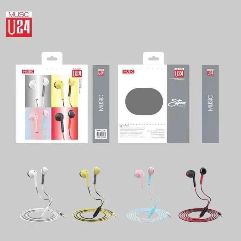 Handsfree Earphone U24 2 Tone Macaron Headset Stereo Macaron U 24