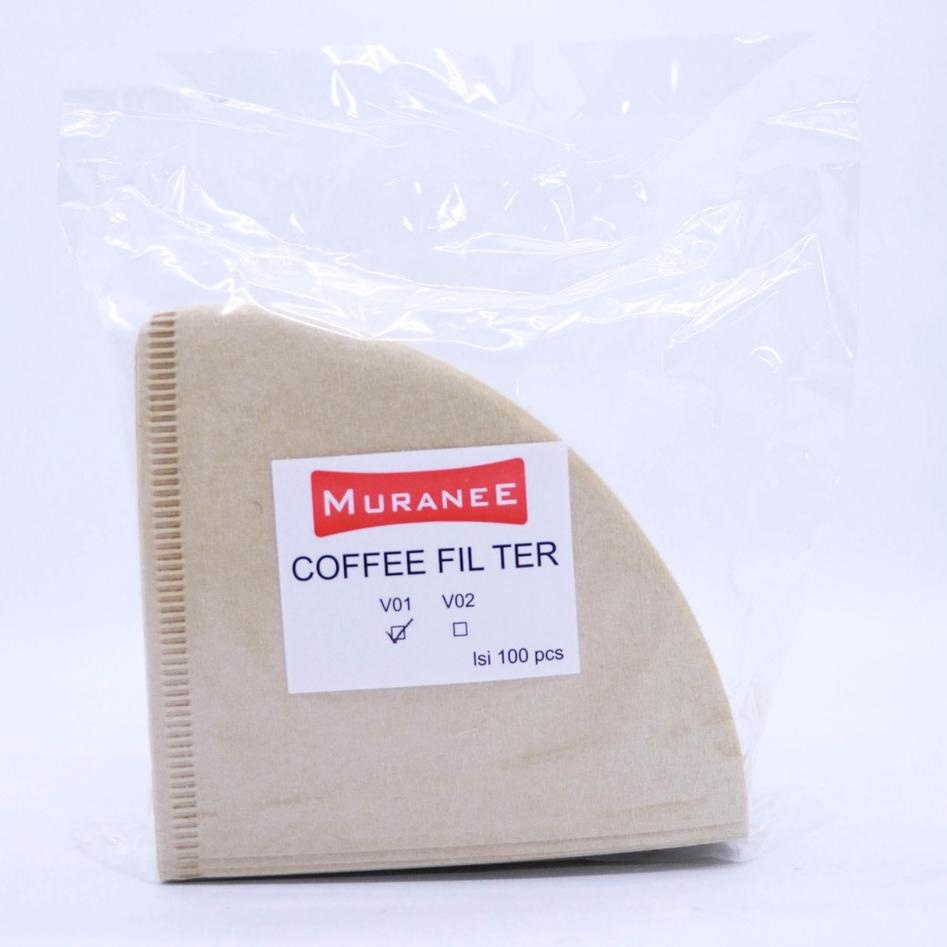 Coffee Filter V01 Unbleach 100Pcs Muranee Paper 1 - 2 Cup Kertas Kopi V60 Coklat SH818678 Saringan Coffe Kualitas Terbaik Aman Digunakan Isi 100 Lembar 1-2cups