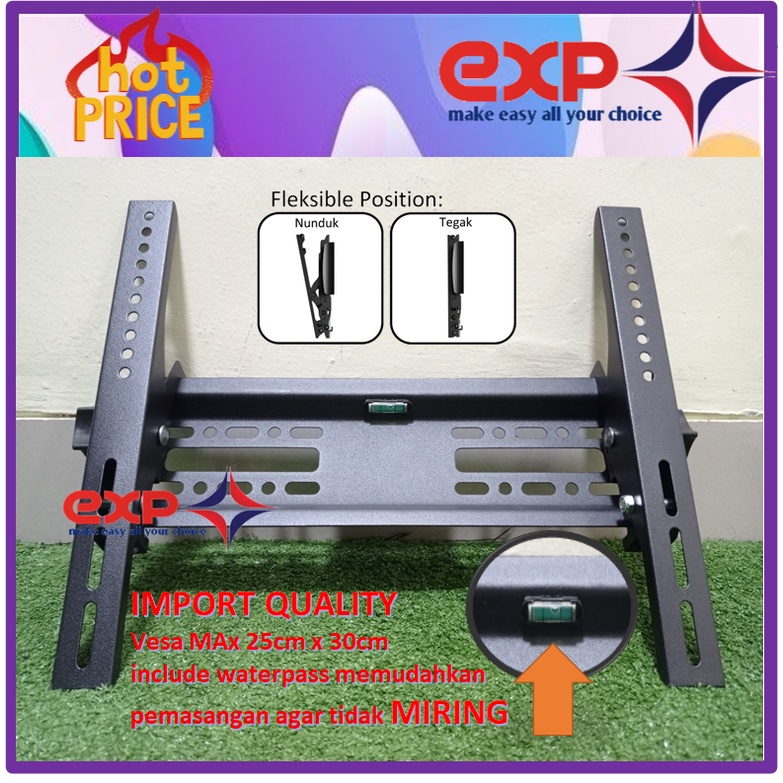 Bracket TV HISENSE 21&quot; s/d 43&quot; waterpass GARANSI 100% COCOK!!! IMPORT QUALITY