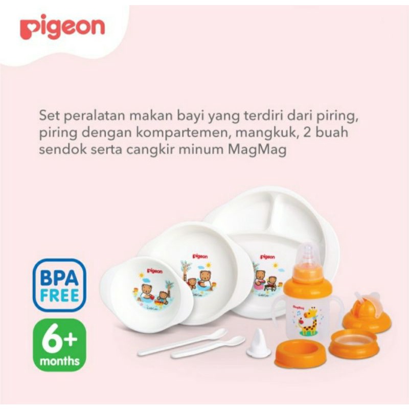 PIGEON Feeding Set Besar Alat Makan Piring Mangkok Bayi Magmag Meal Set Training Cup Kado Bayi Gift Set
