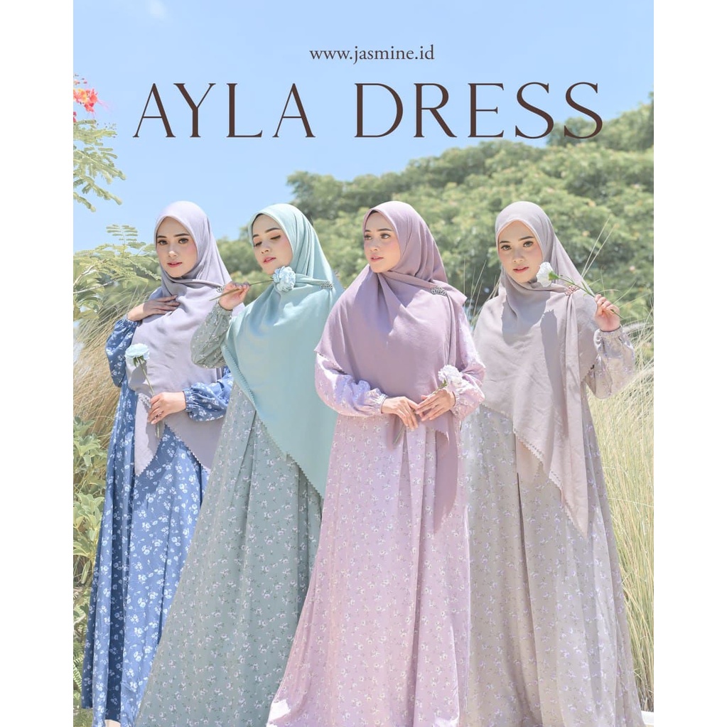 AYLA DRESS BY JASMINE GAMIS BUSUI SYARI MUSLIM CASUAL HARIAN BAHAN FLEUR RAYON