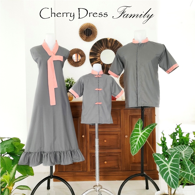 Dress Cherry Family | Dress Imlek Anak dan Dewasa | Baju Imlek Keluarga Cheongsam Murahbaju imlek anak dan dewasa terbaru baju imlek keluarga dress imlek murah cheongsam anak dan dewasa murah