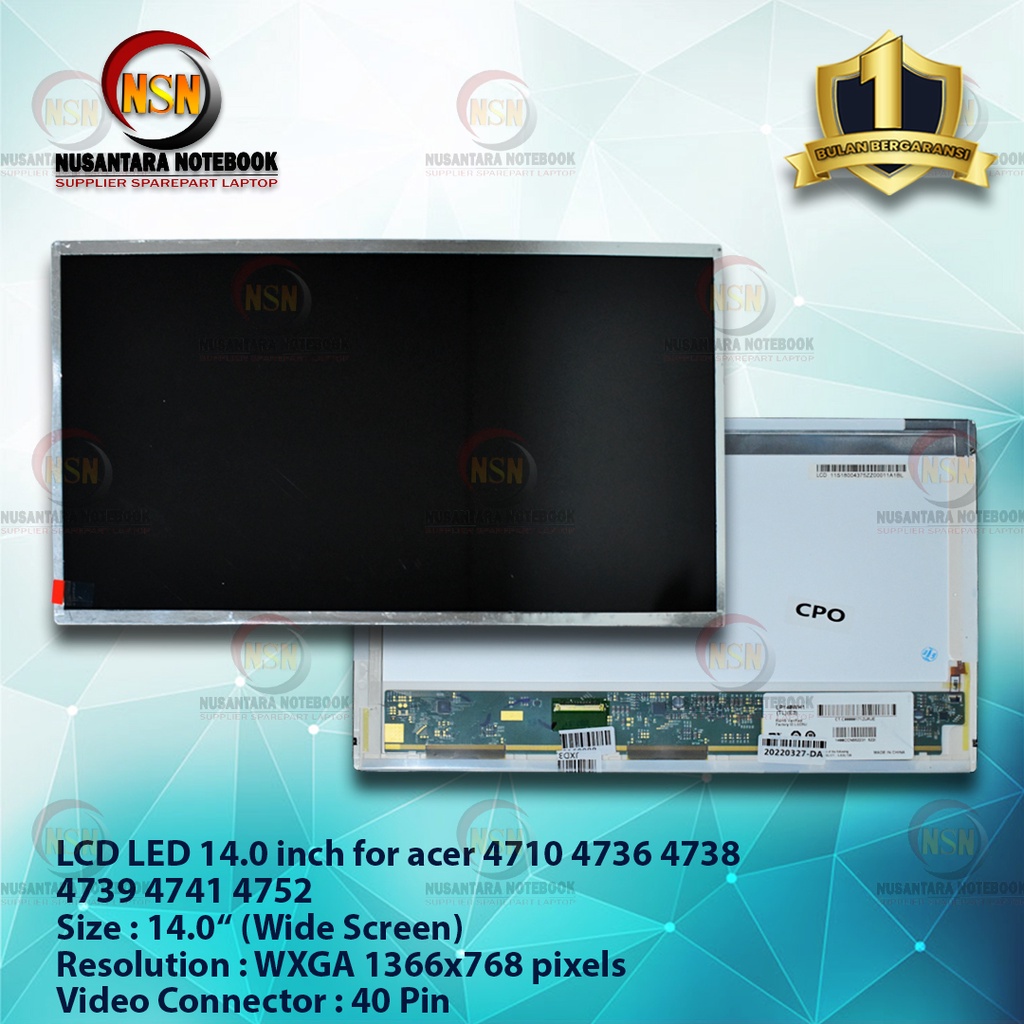 LED Layar LCD 14.0 Inch Tebal Standart Untuk Laptop Acer Toshiba Asus