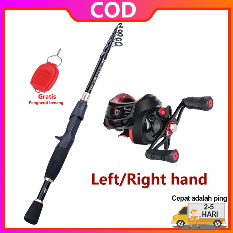 Sougayilang pancing dan Reel set 1.8m-2.4m casting rod dengan kiri/kanan baitcasting reel Combo Joran Pancing pancingan set lengkap