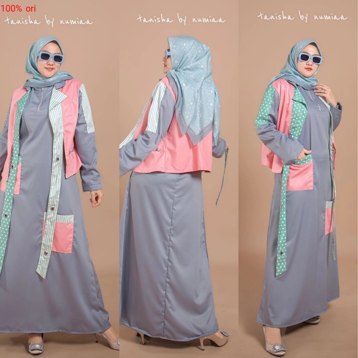 Rv1 baju gamis wanita numia 100% ori dress terlaris