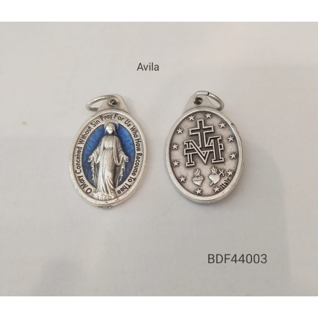 Medali Maria Miracolosa Enamel Biru  Devosi Katolik