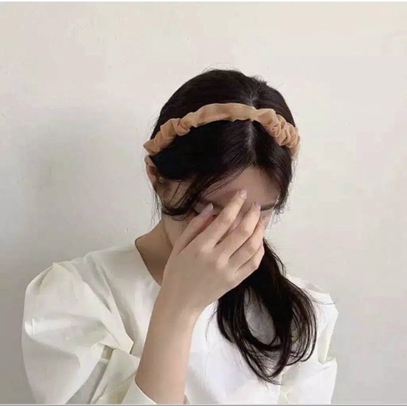 BANDO KOREA - bando scrunchie headband ruffle kerut accessories / Bando awan / bando Nagita / bando satin