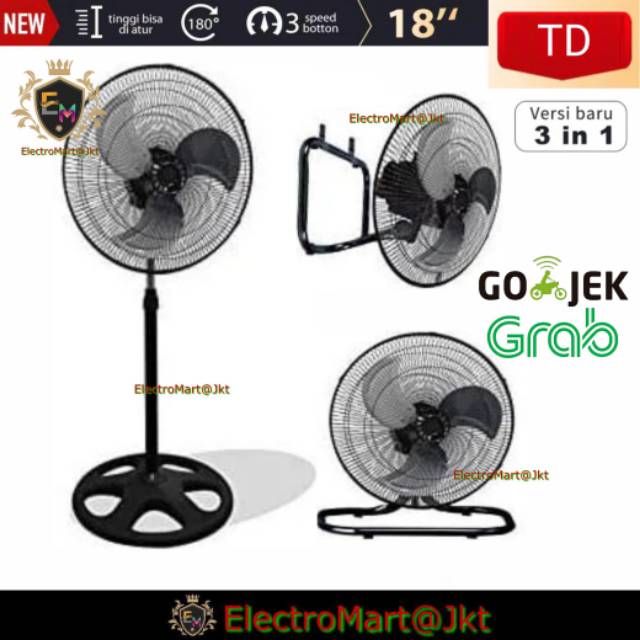 Kipas Angin Besi Ternado 3in1 18 inch Kipas angin berdiri / Duduk / Dinding