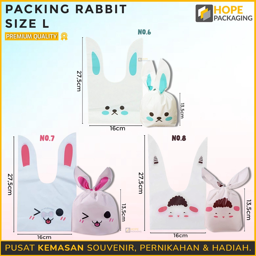 [5 PCS] Spesial Packing Rabbit Ear Uk.L Plastik Cookies Kemasan Kue Lucu Packaging Bunny / Lebaran / idul fitri /  ultah happy birthday