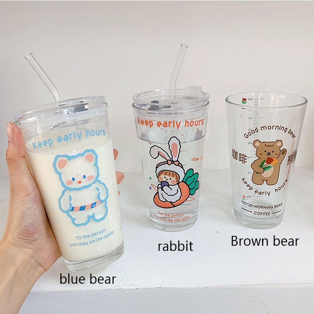 R-FLOWER Gelas Teh Fresh High Capacity Cute Cover Household Milk Cup